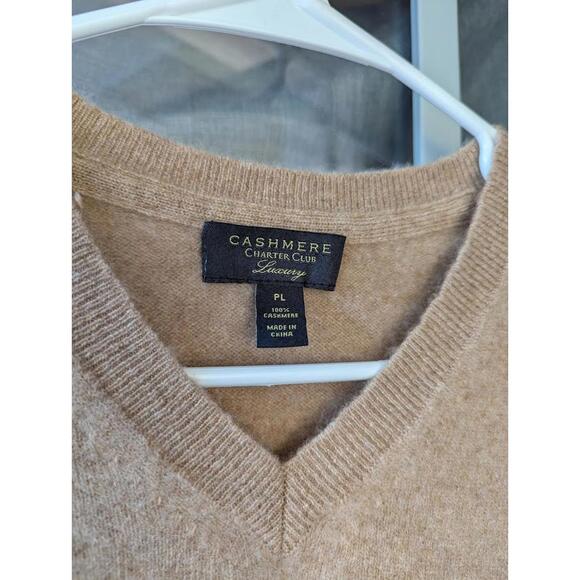 Charter Club Luxury Beige 100% Cashmere V-Neck Sweater Petite Large comfort warm - Picture 5 of 9